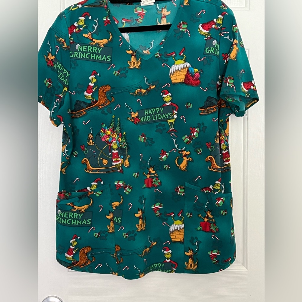Grinch scrub top